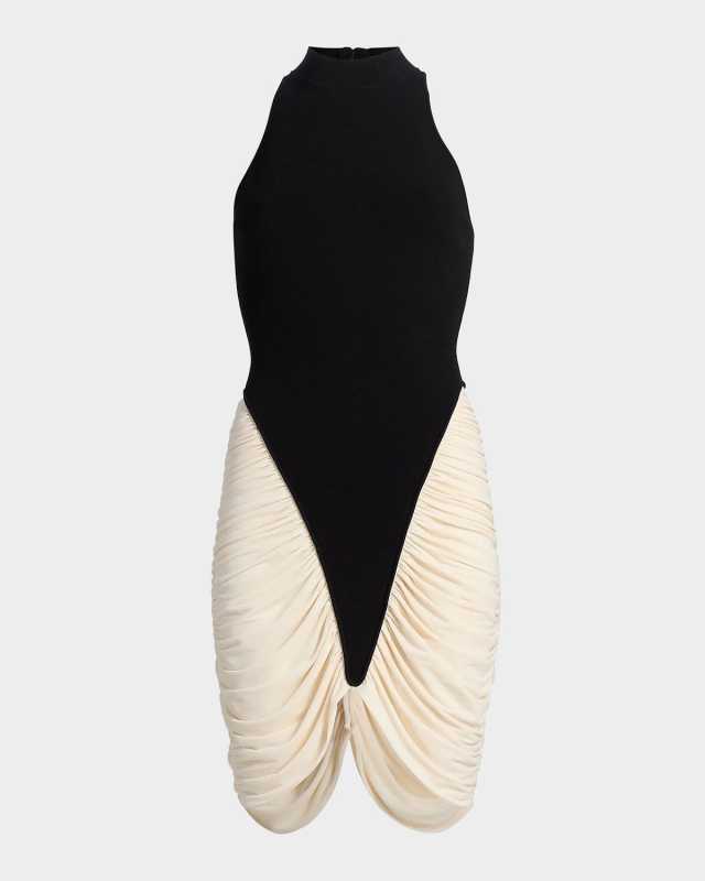 Atticus Sleeveless Draped Knit Mini Dress